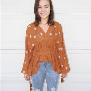 Orange Annabelle blouse